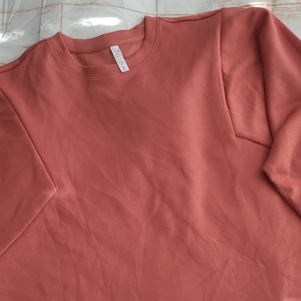 Stylus .. 2x .. crew neck‎ .. Fire Coral